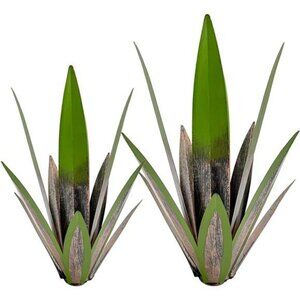 Tequila Rustic Sculpture, DIY Hand Painted Metal Agave Decor, Green (2PCS)